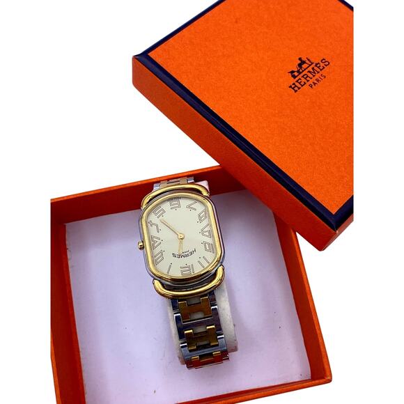 Hermès Two-Tone Stainless Steel & Gold Watch - Picture 1 of 15